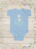 Seahorse Blue Infant Fine Jersey Bodysuit | Baby Boy Onesies
