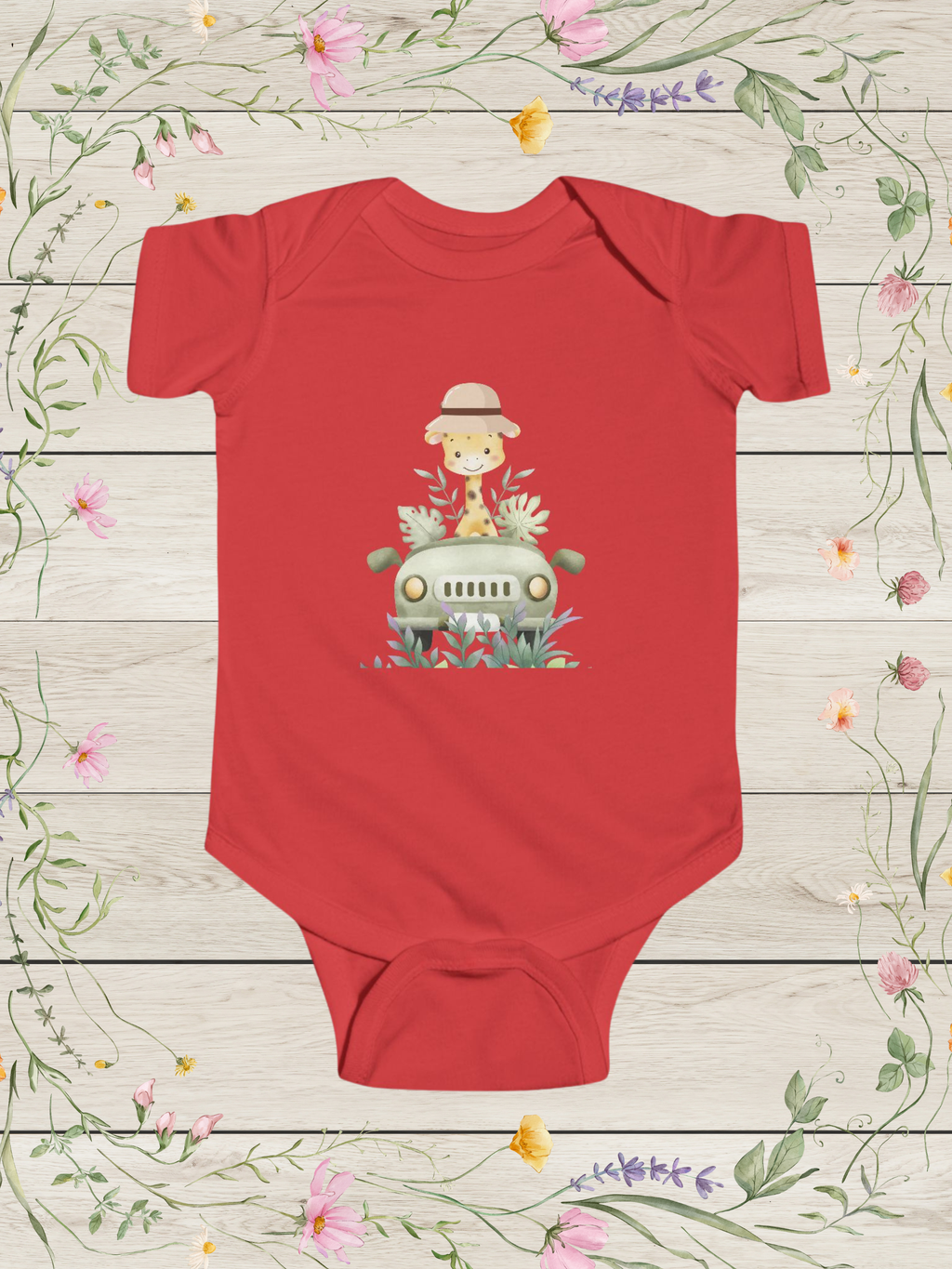 Safari Giraffe in Jeep Infant Bodysuit | Cute Baby Onesies