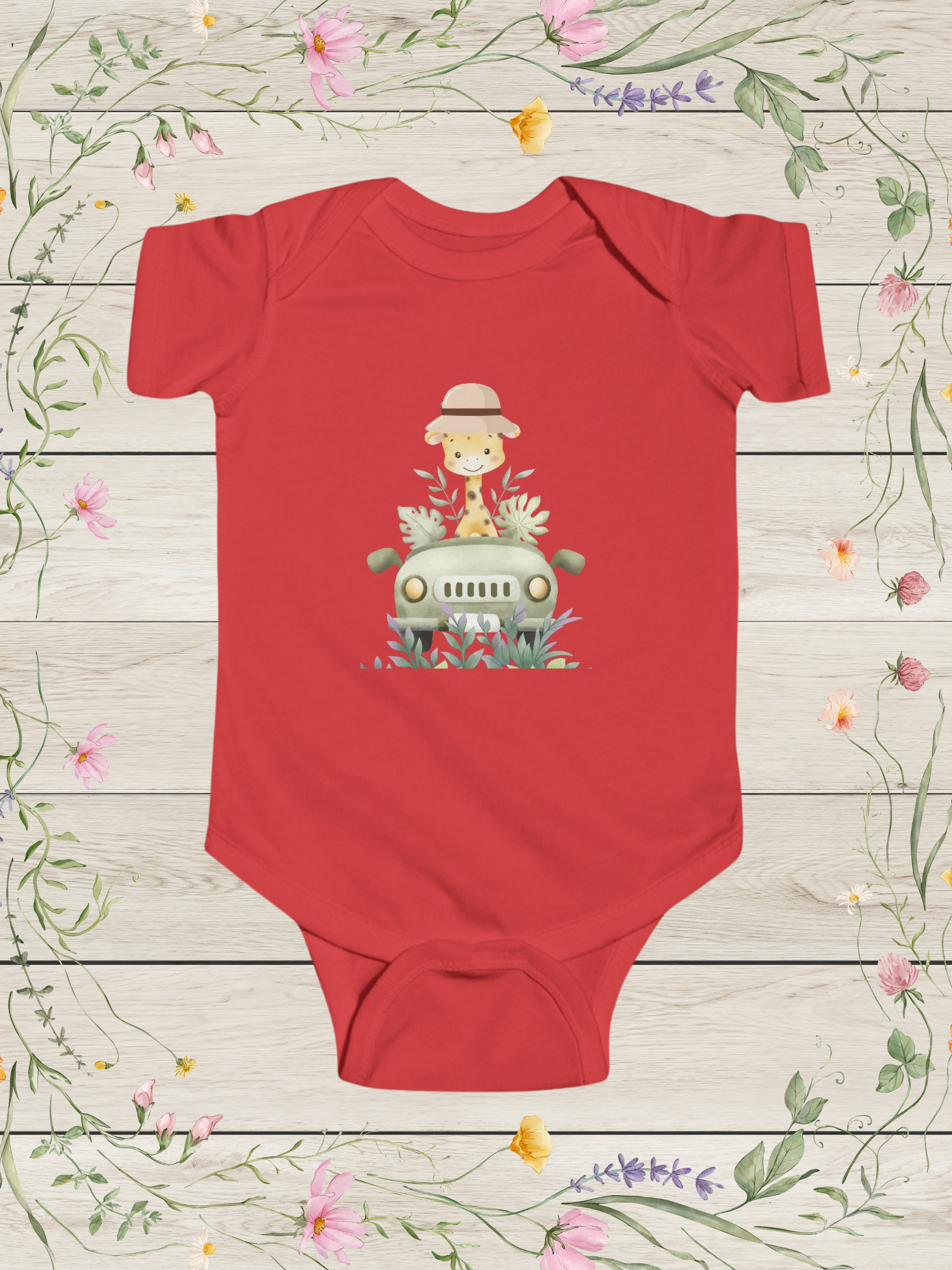 Safari Giraffe in Jeep Infant Bodysuit | Cute Baby Onesies