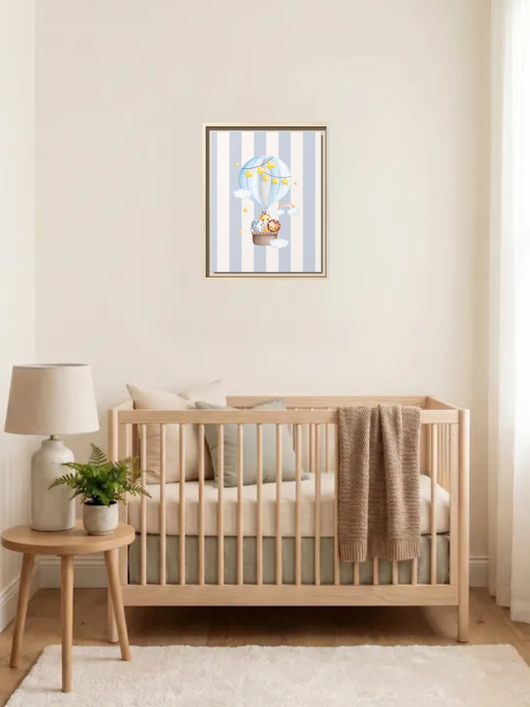 Animal Friends Hot Air Balloon Nursery Art | Baby Room Artwork