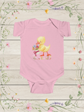 Yellow Duckling with Flowers Bodysuit | Baby Girl Onesies