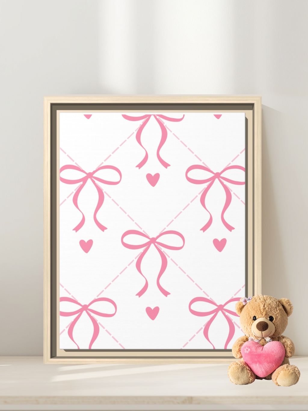 Pink Bow Nursery Theme Art | Baby Girl Nursery Art