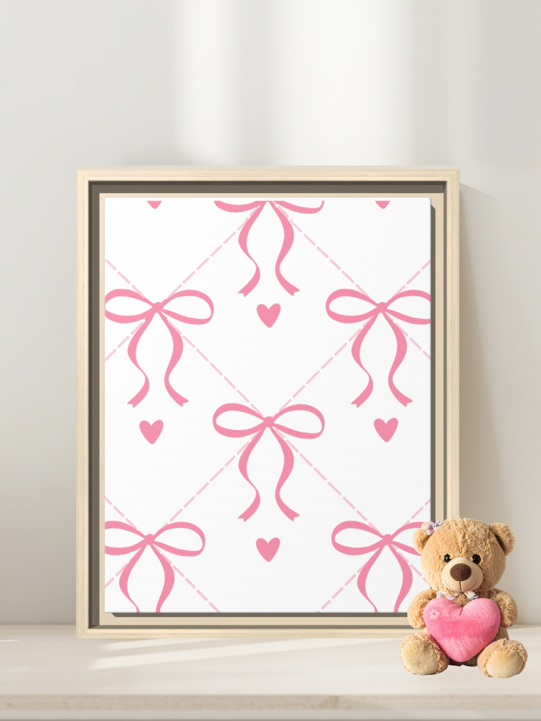 Pink Bow Nursery Theme Art | Baby Girl Nursery Art