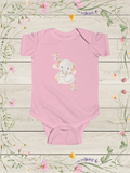 Cute Baby Elephant Floral Bodysuit | Baby Girl Onesies