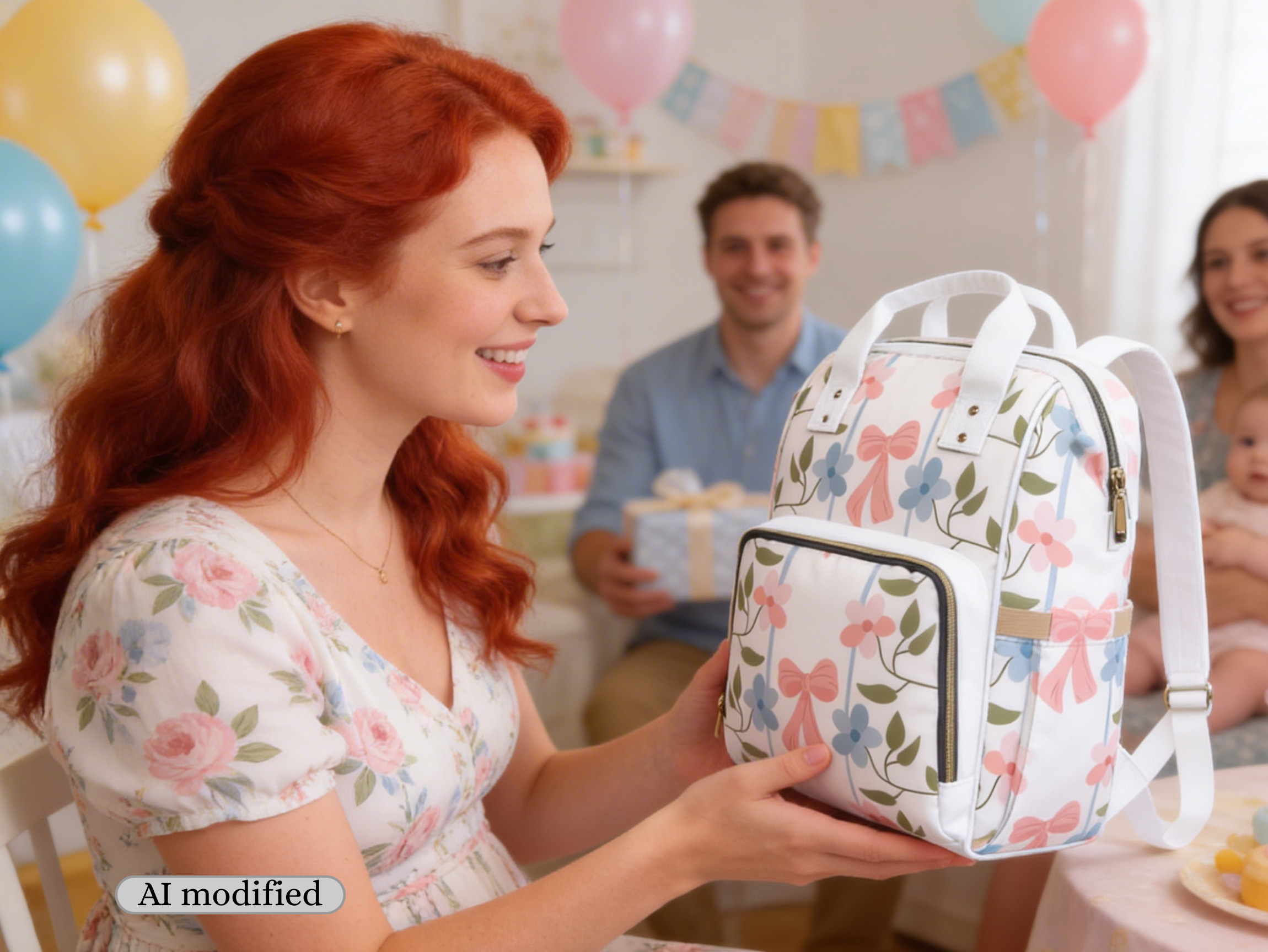 Floral Diaper Bag Backpack | First Time Mom Gift