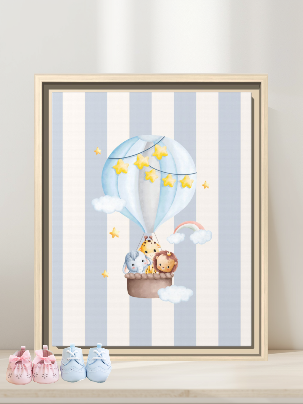 Animal Friends Hot Air Balloon Nursery Art | Baby Room Artwork