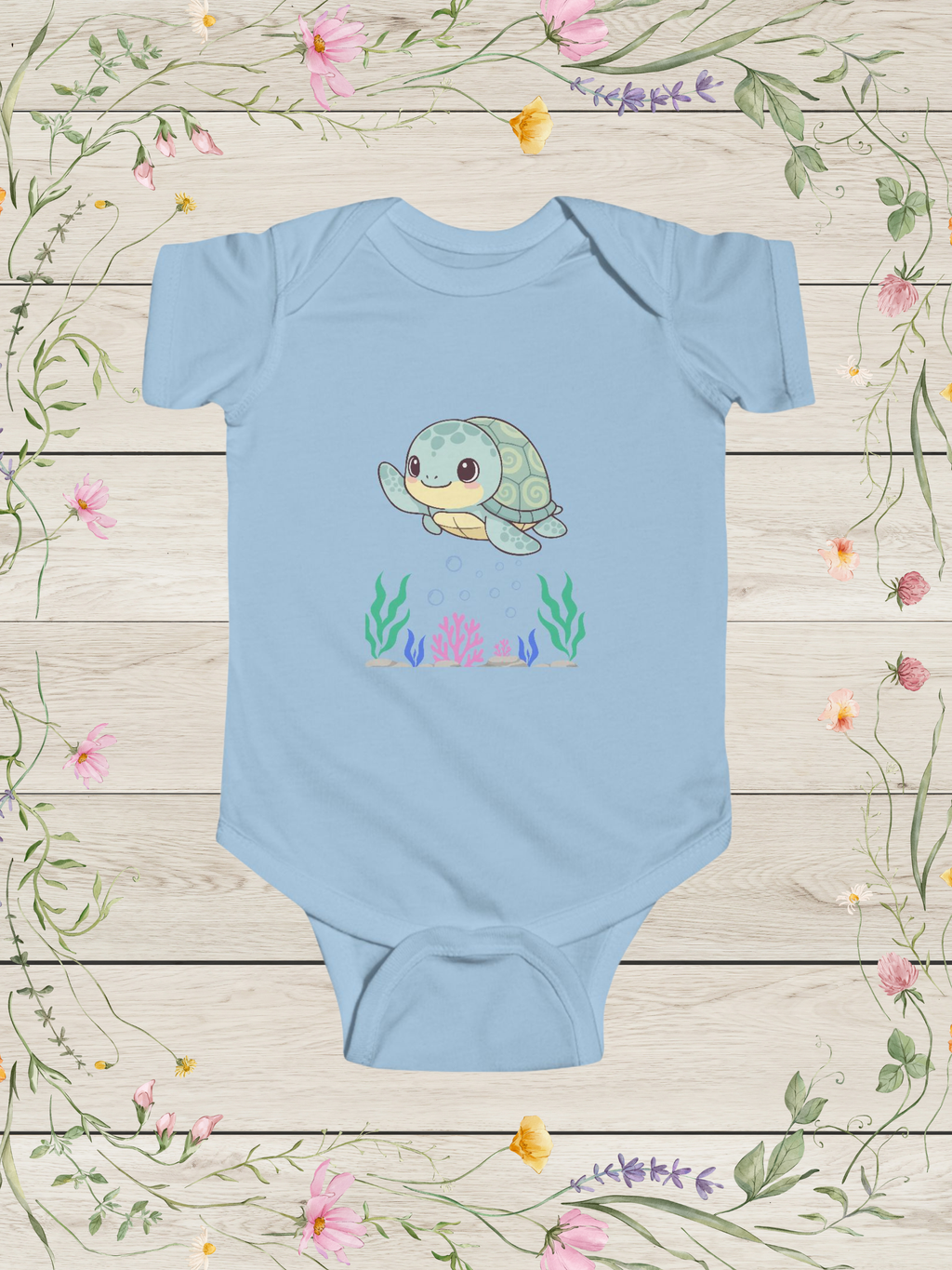 Swimming Turtle Baby Boy Onesie | Ocean Infant Clothes Bodysuit