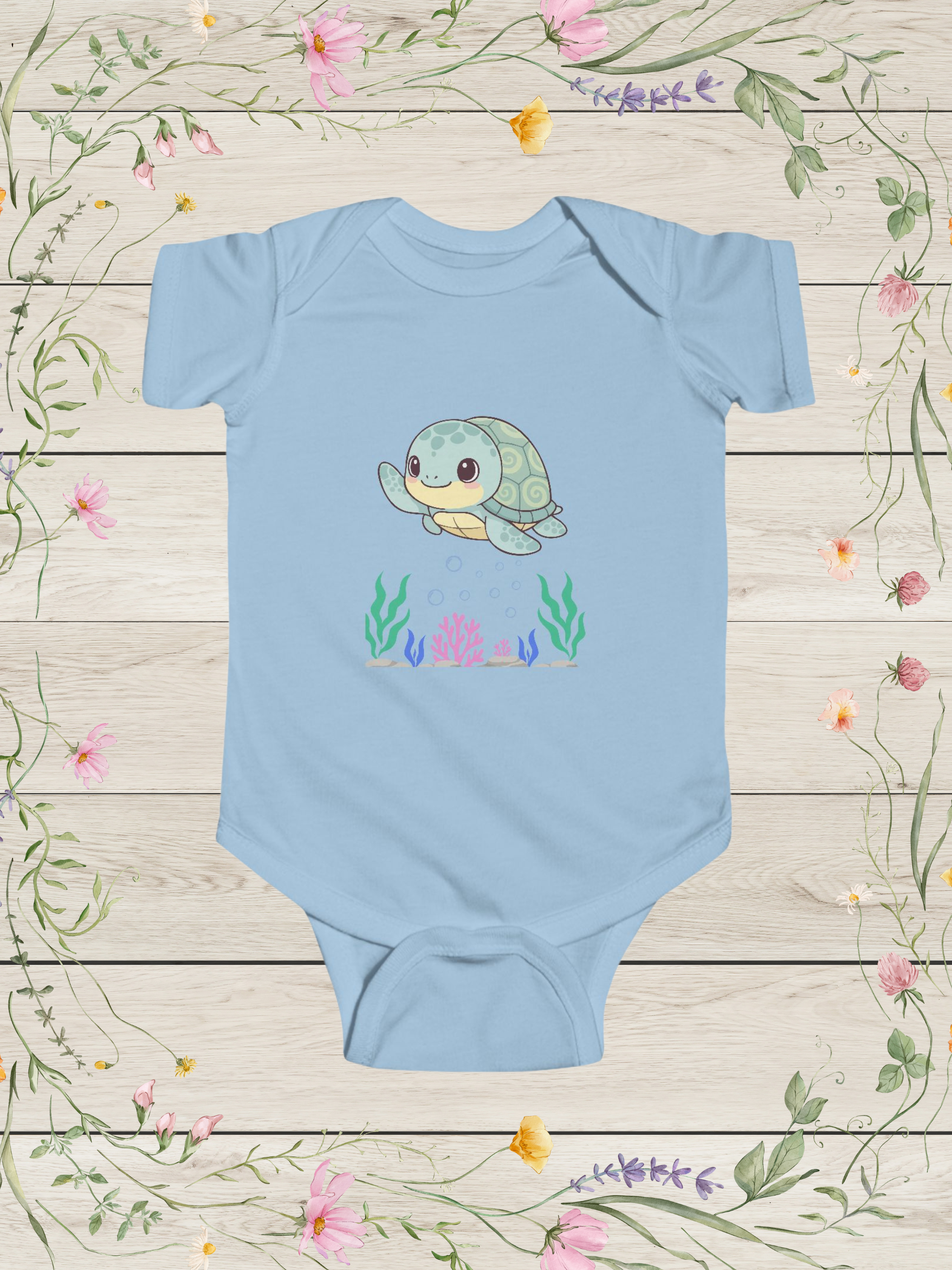 Swimming Turtle Baby Boy Onesie | Ocean Infant Clothes Bodysuit