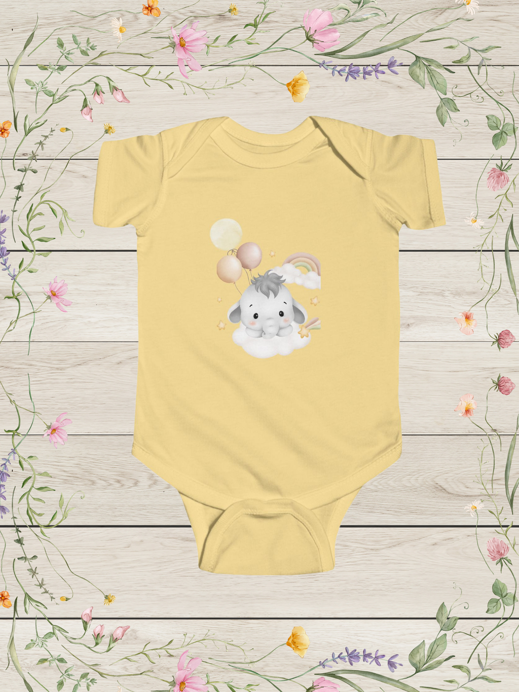 Yellow Elephant Baby Onsie | Newborn Baby Clothes
