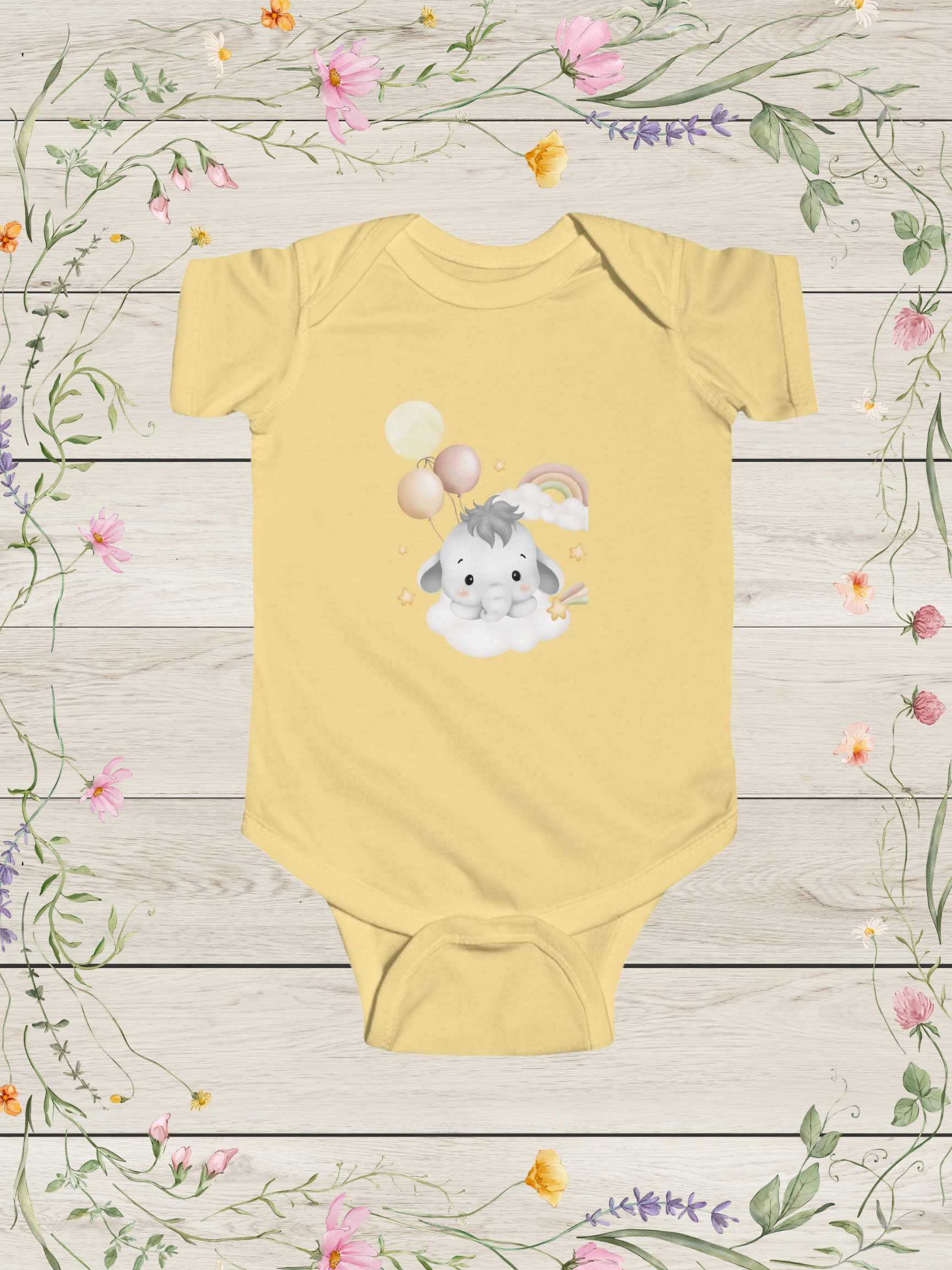 Yellow Elephant Baby Onsie | Newborn Baby Clothes