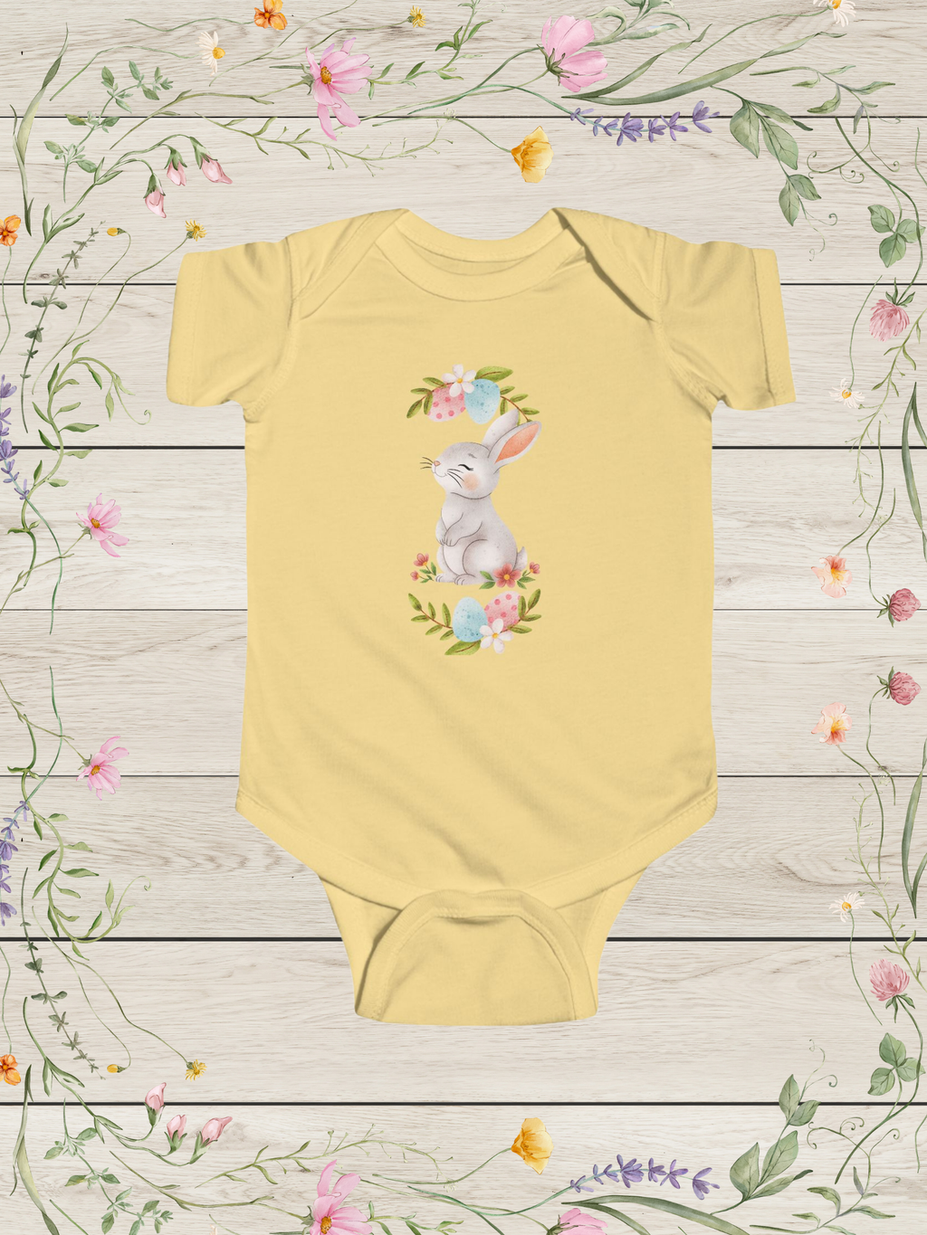 Yellow Bunny Fine Jersey Bodysuit | Cute Baby Outfits