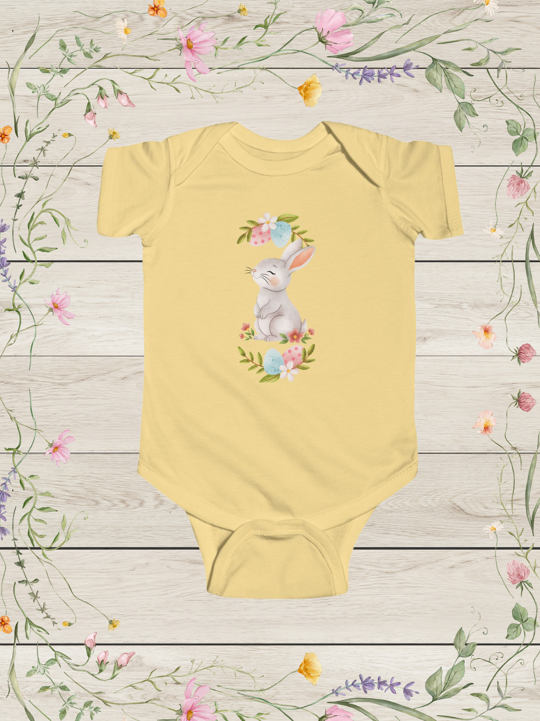 Yellow Bunny Fine Jersey Bodysuit | Cute Baby Outfits