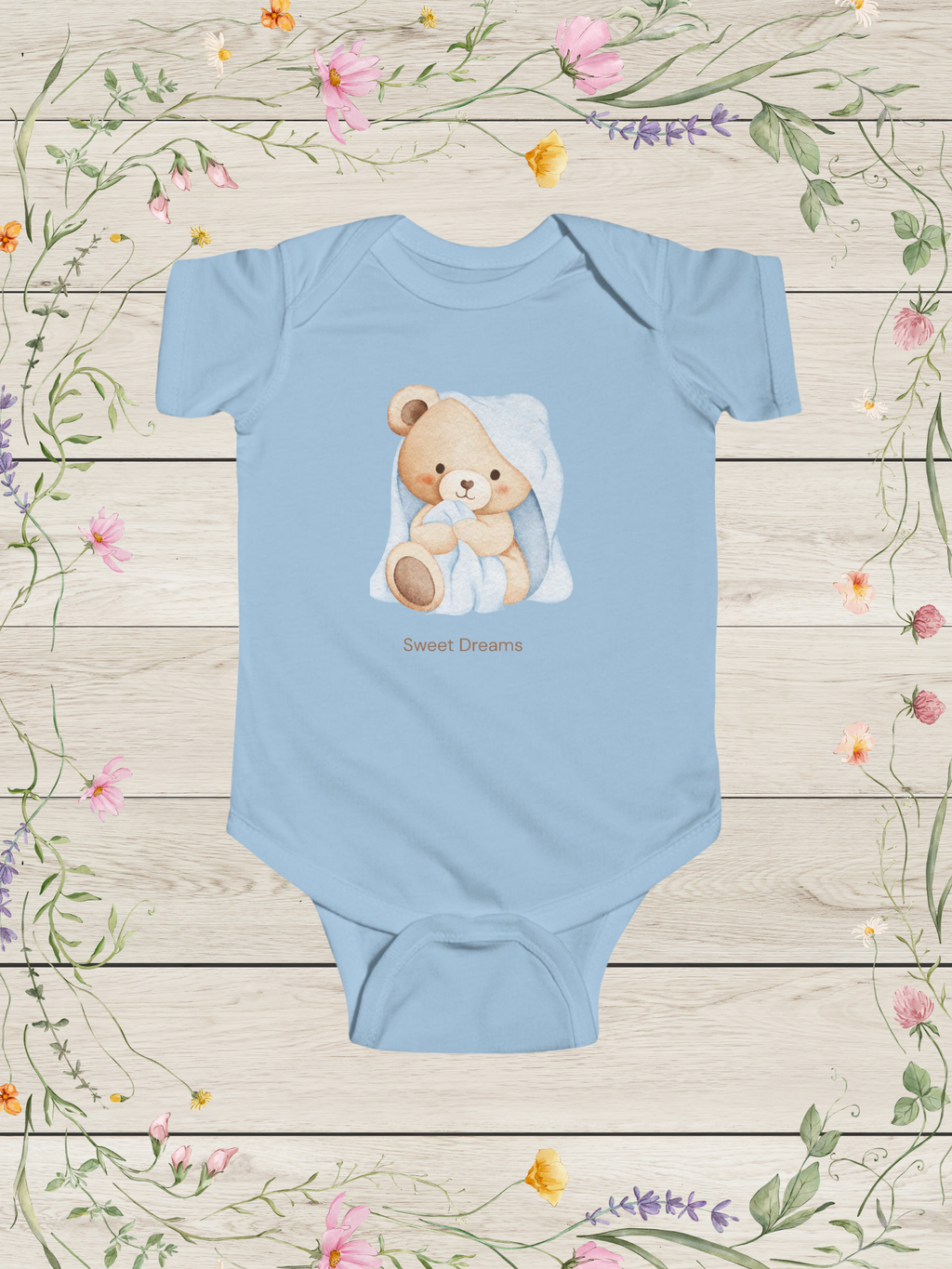 Teddy Bear with Blanket Infant Bodysuit  | Sweet Dreams Baby Onesie