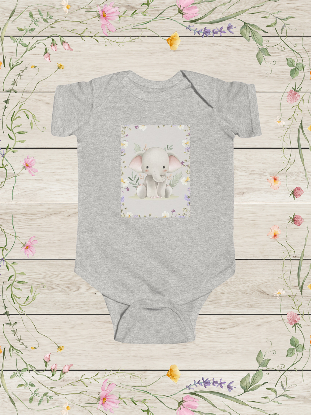 Cute Baby Elephant Infant Bodysuit | Nursery Animal Infant Clothes