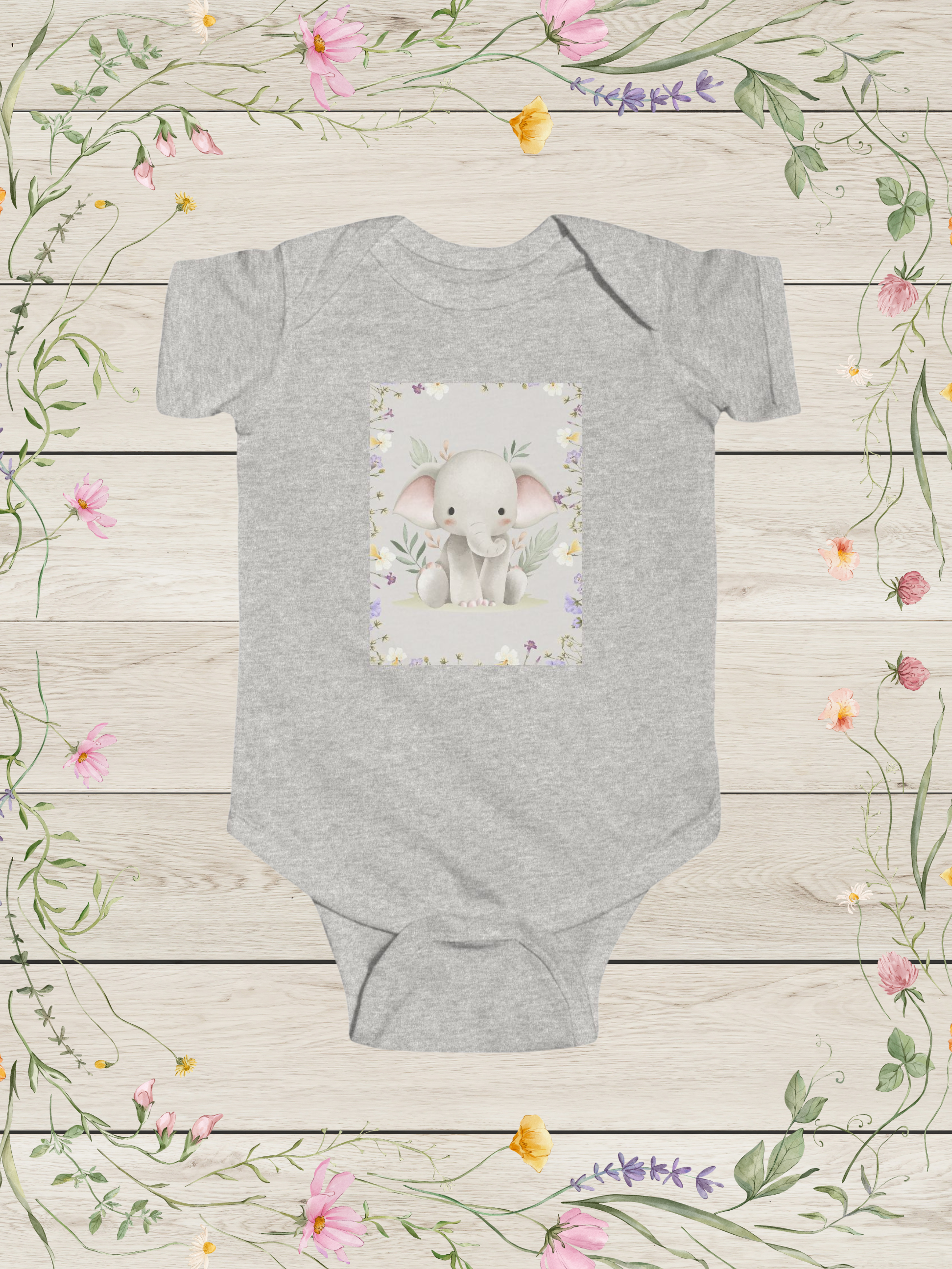 Cute Baby Elephant Infant Bodysuit | Nursery Animal Infant Clothes