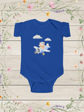 Flying Bear Royal Blue Fine Jersey Bodysuit |  Newborn Baby Clothes