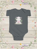 Cute Baby Hippo Bodysuit | Floral Nursery Animal Infant Onesie