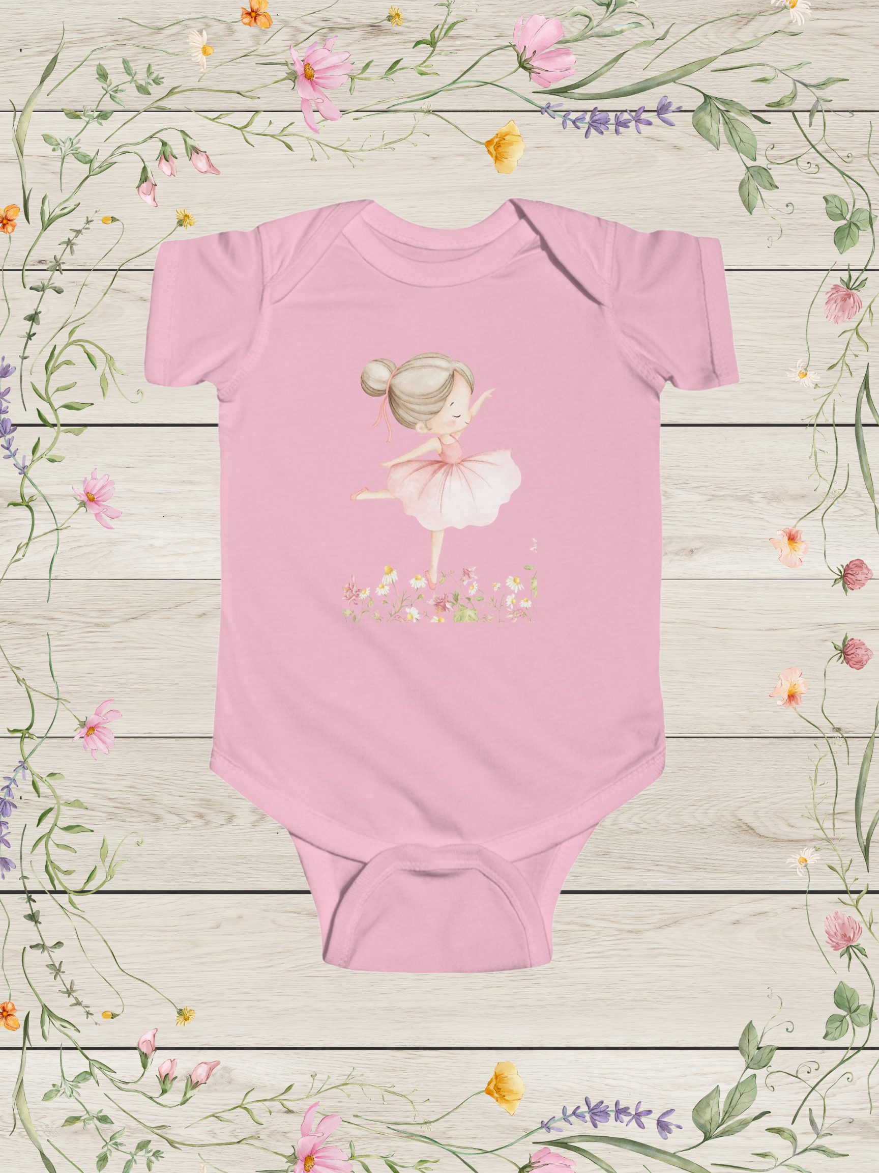 Pink Ballerina Fine Jersey Bodysuit | Baby Girl Onesies
