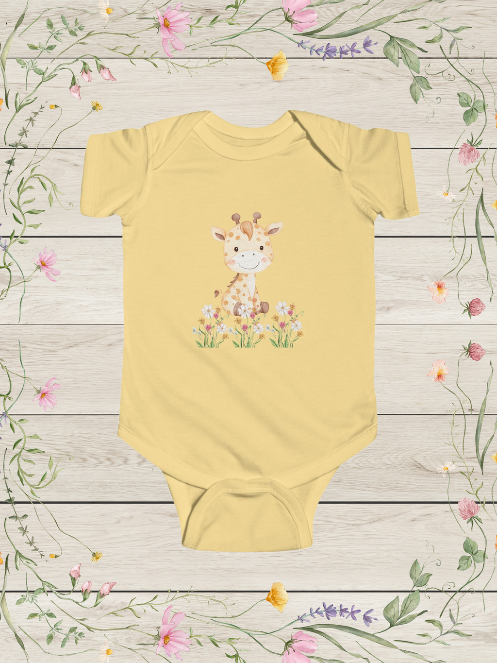 Watercolor Baby Giraffe Bodysuit | Cute Baby Onesie