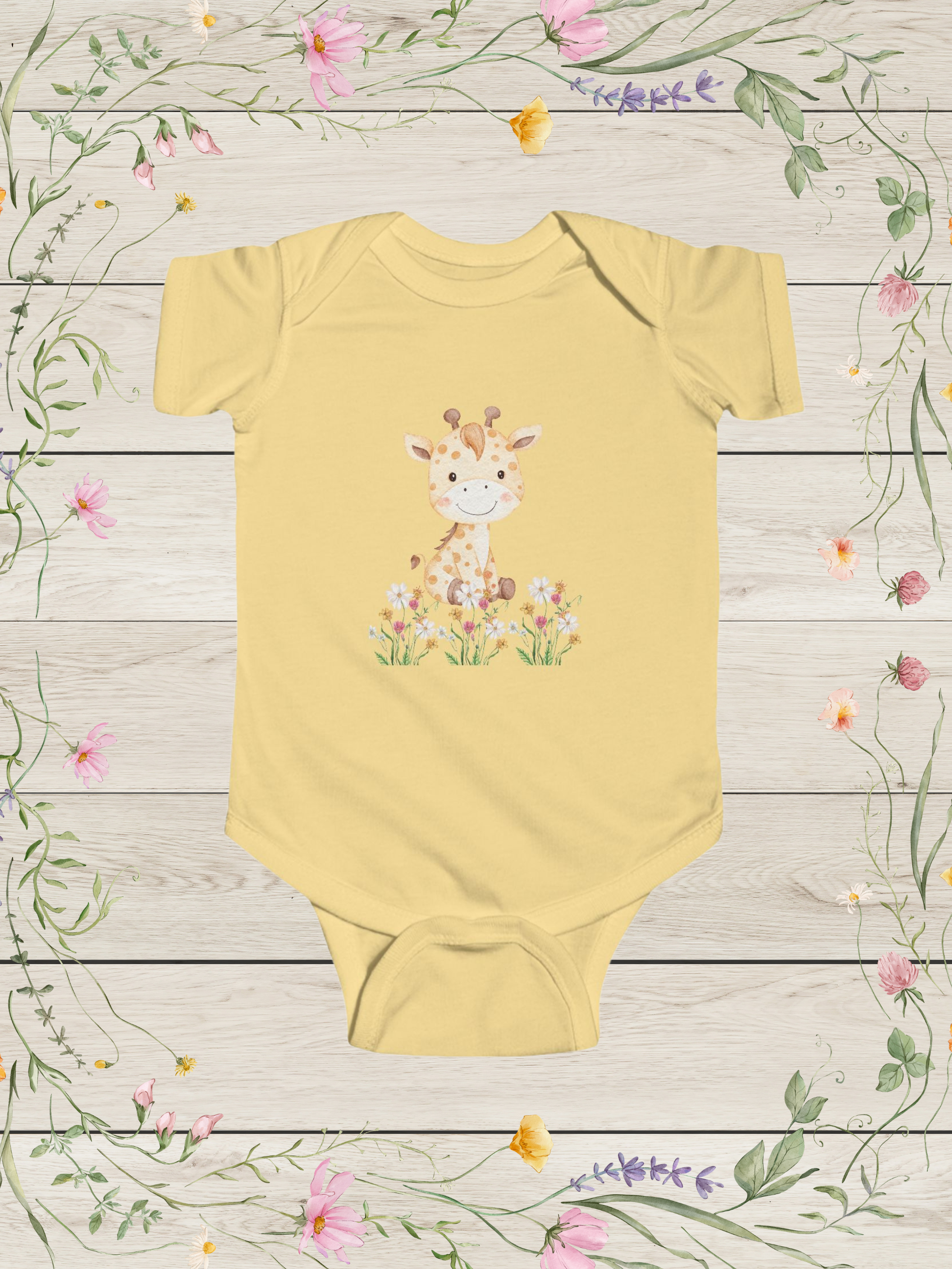 Watercolor Baby Giraffe Bodysuit | Cute Baby Onesie