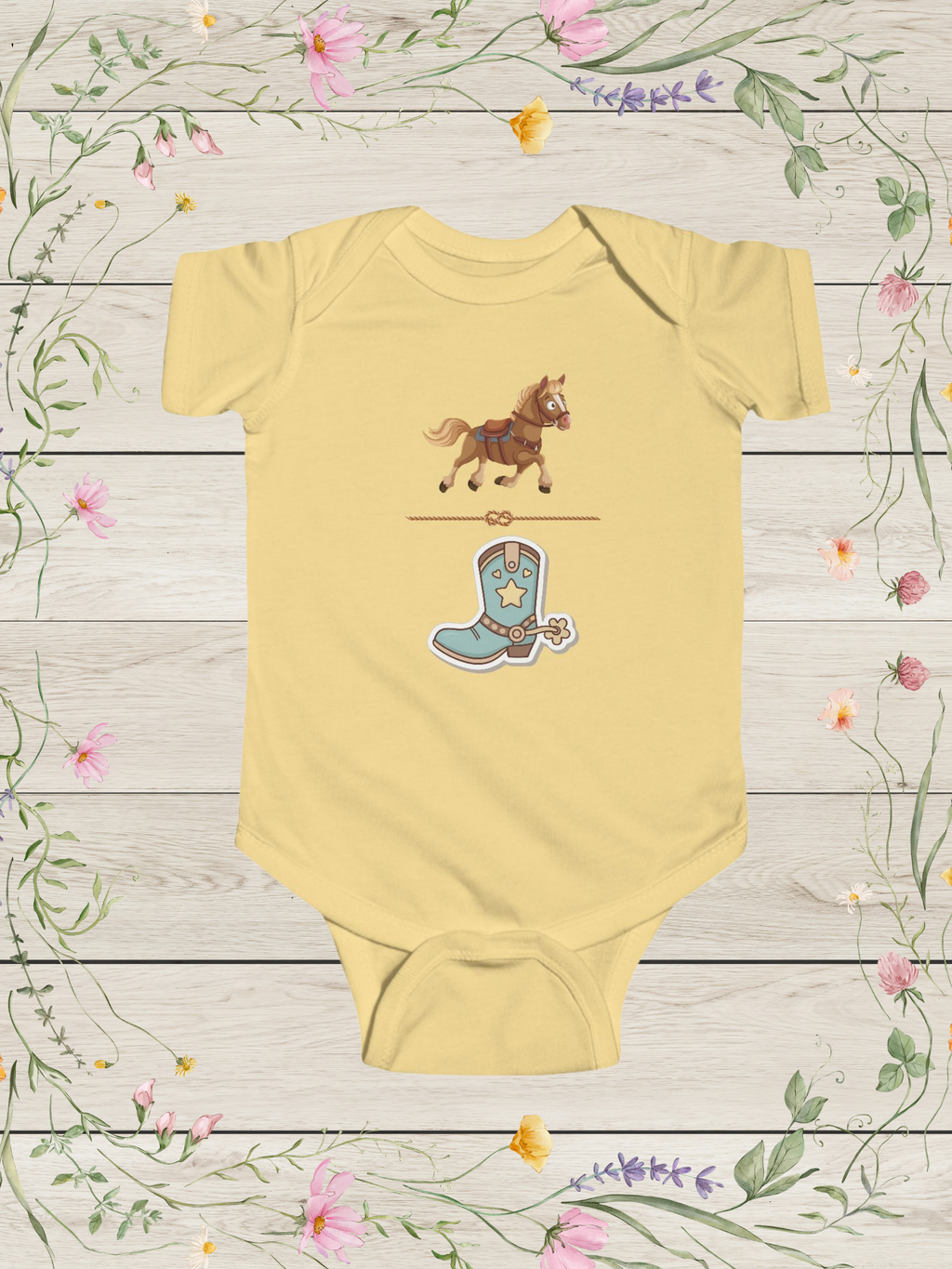 Western Horse Baby Boy Onesie | Cowboy Infant Bodysuit Cute Newborn Outfit