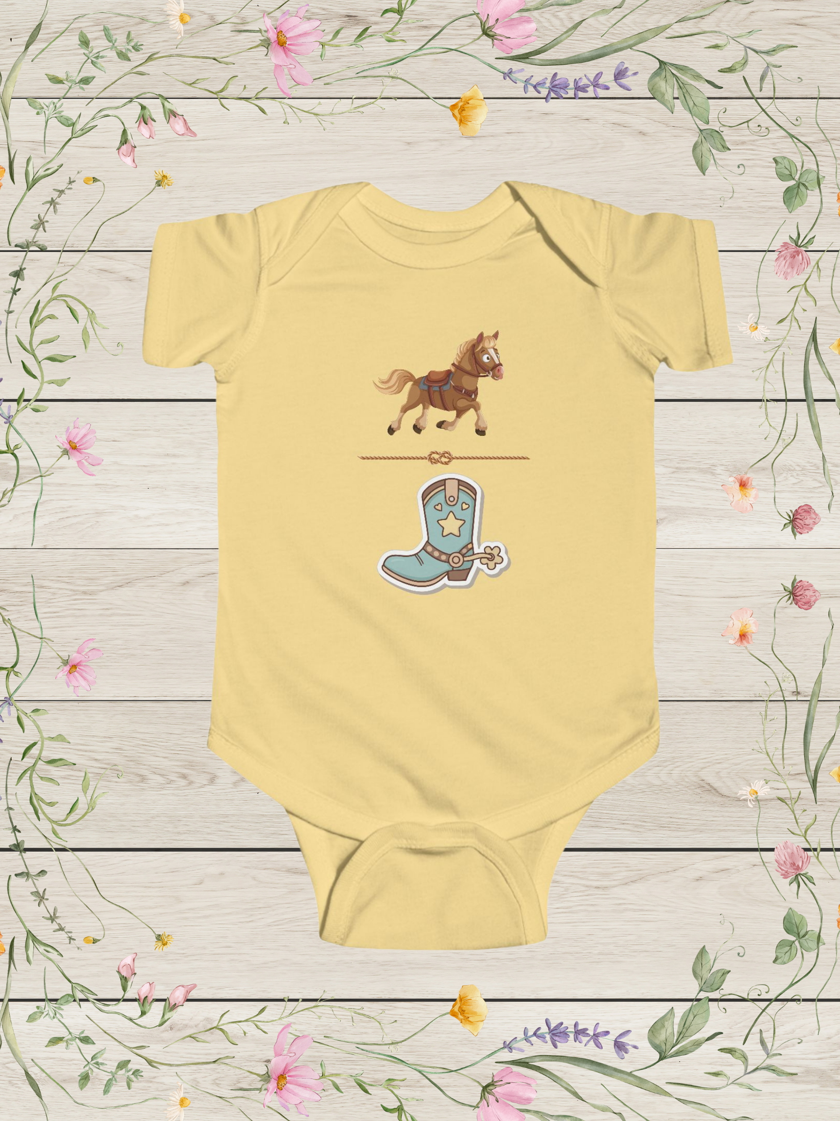 Western Horse Baby Boy Onesie | Cowboy Infant Bodysuit Cute Newborn Outfit