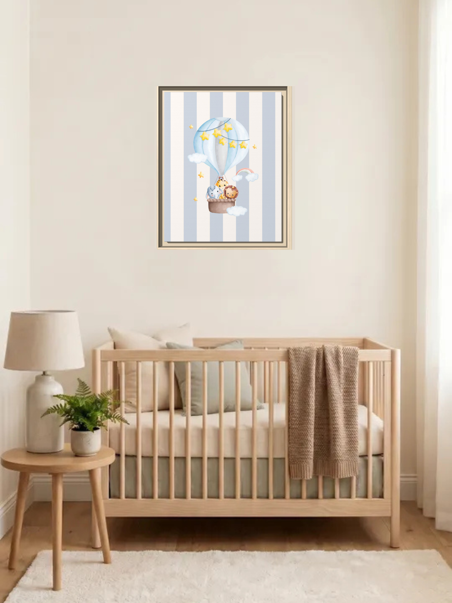 Animal Friends Hot Air Balloon Nursery Art | Baby Room Artwork