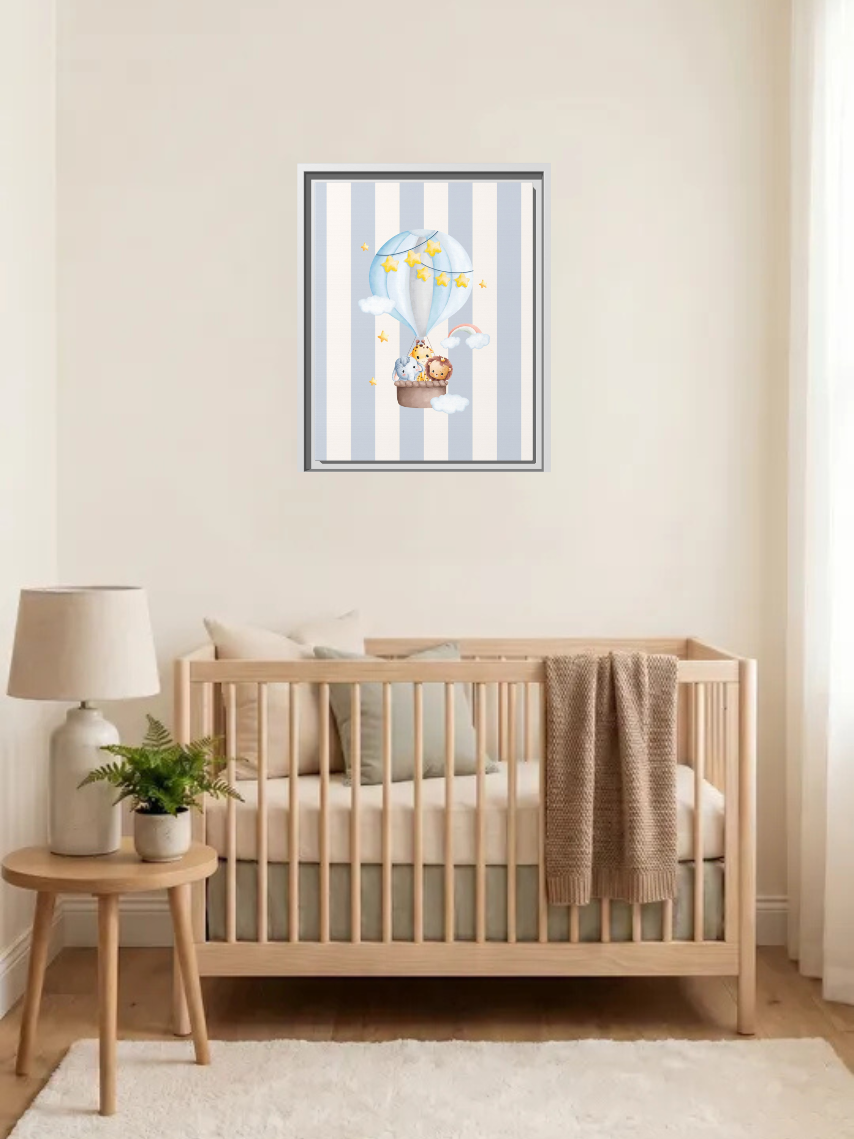 Animal Friends Hot Air Balloon Nursery Art | Baby Room Artwork