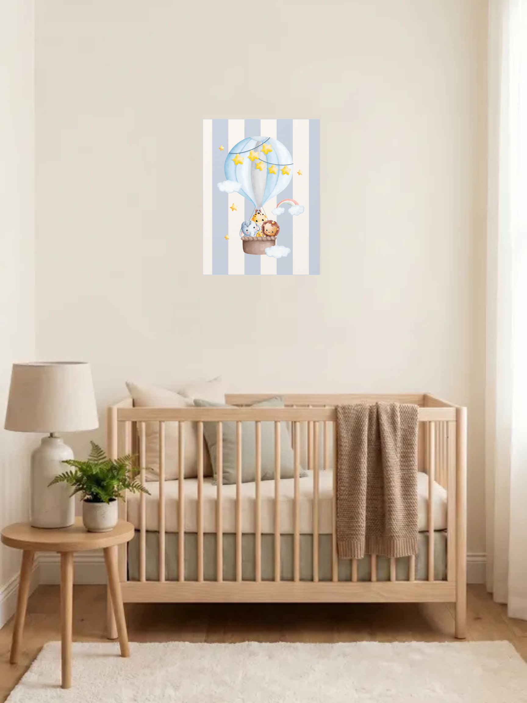 Animal Friends Hot Air Balloon Nursery Art | Baby Room Artwork