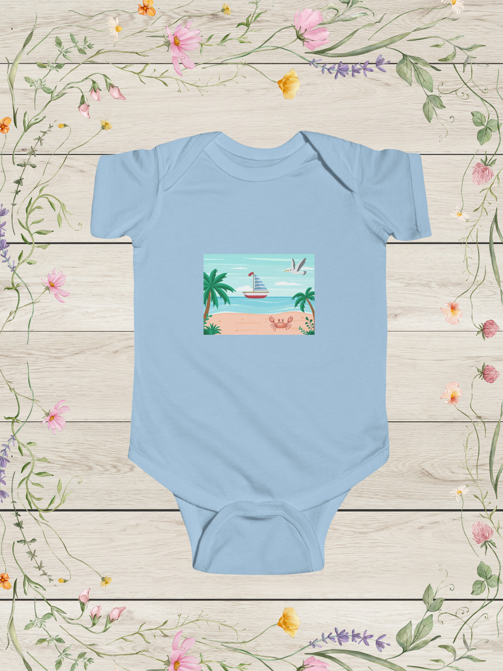 Seaside Blue Infant Fine Jersey Bodysuit | Baby Onesies