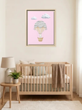 Bunny Hot Air Balloon Nursery Decor | Baby Wall Art