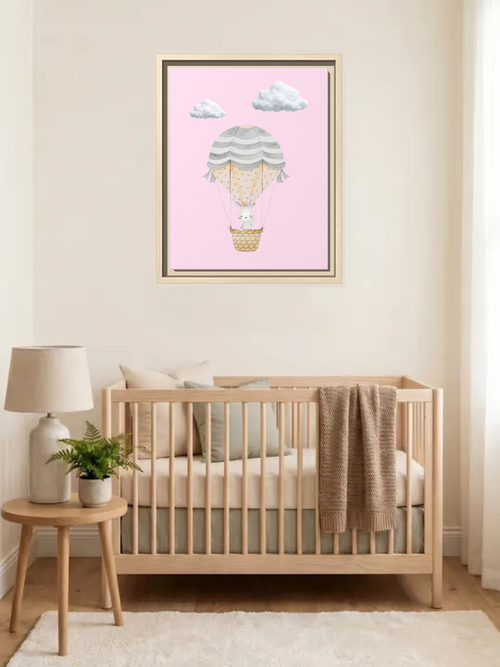 Bunny Hot Air Balloon Nursery Decor | Baby Wall Art