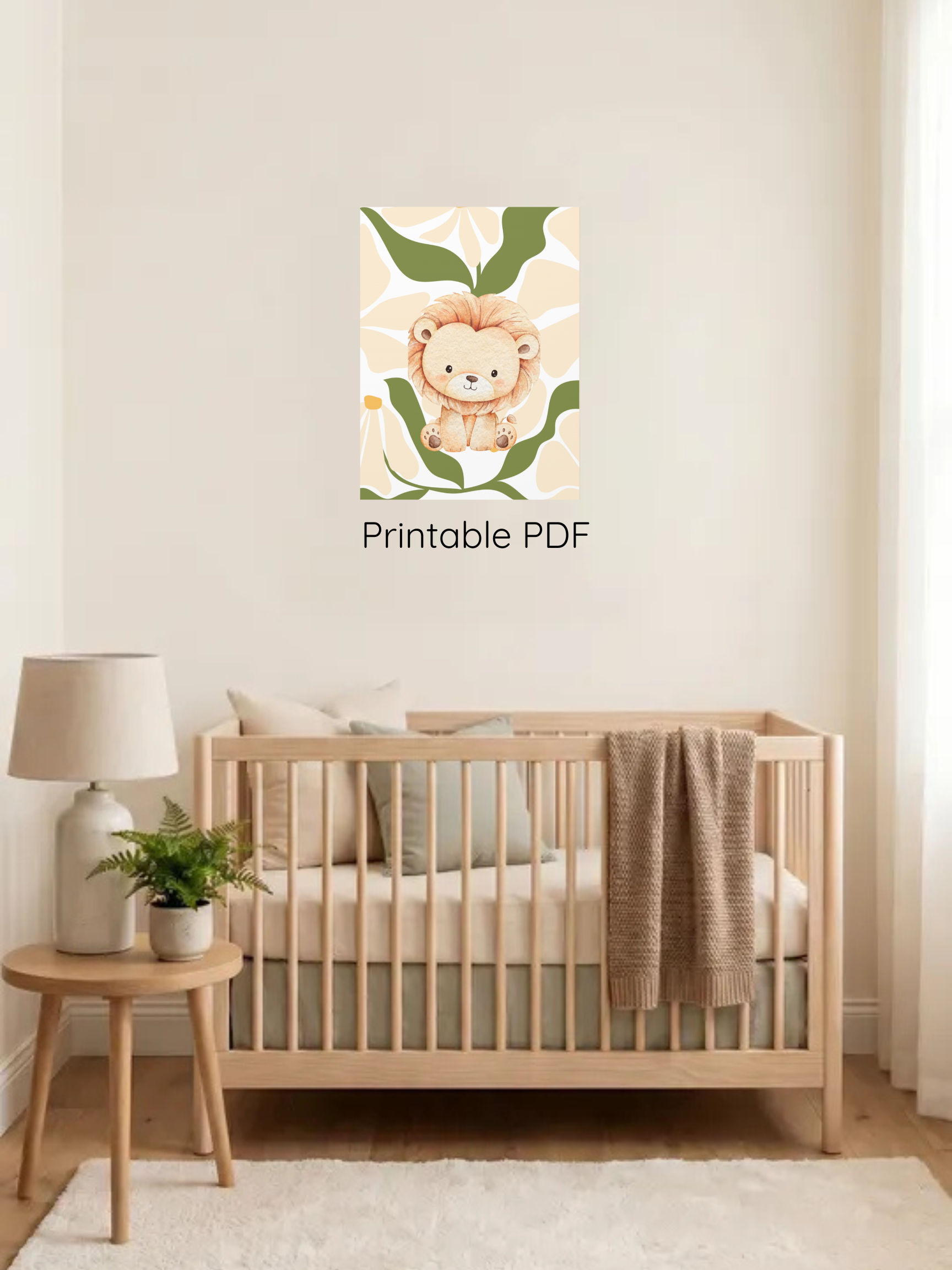 Cute Watercolor Lion Nursery Wall Art | Safari Nursery Decor