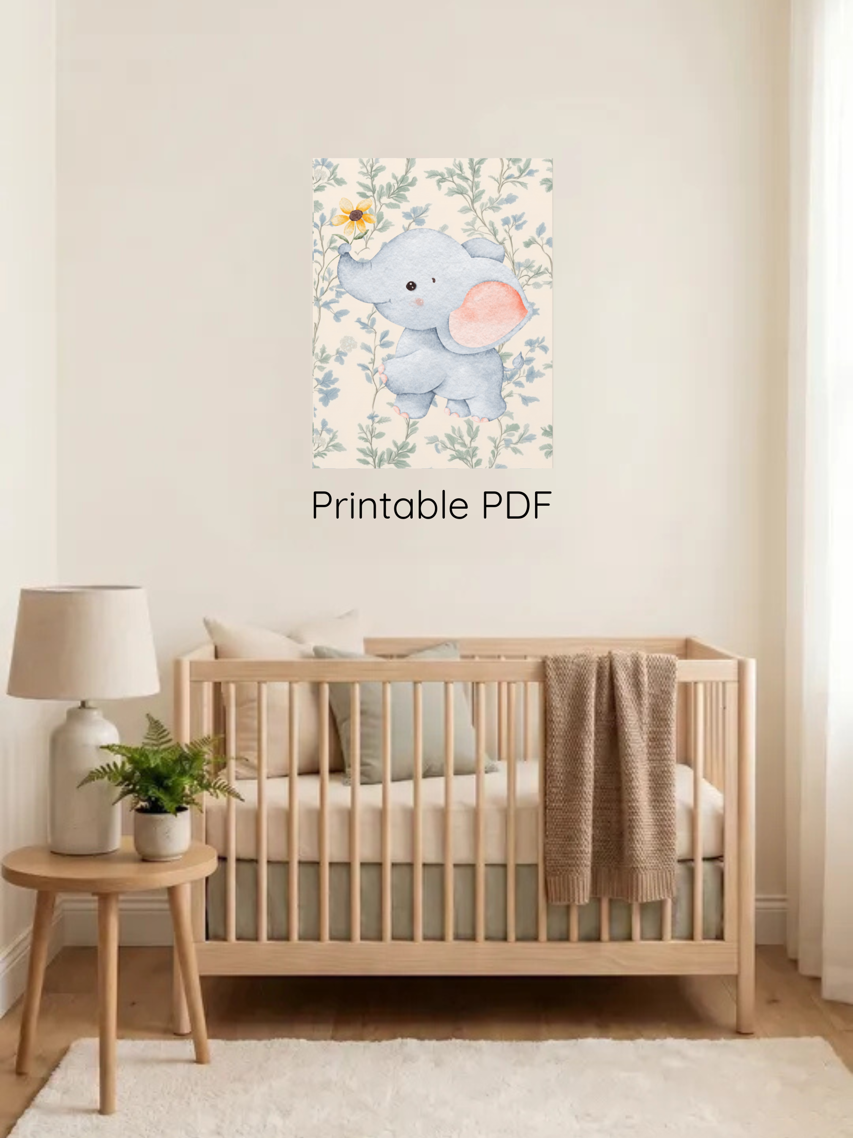 Watercolor Baby Elephant Themed Nursery Art | Safari Nursery Decor