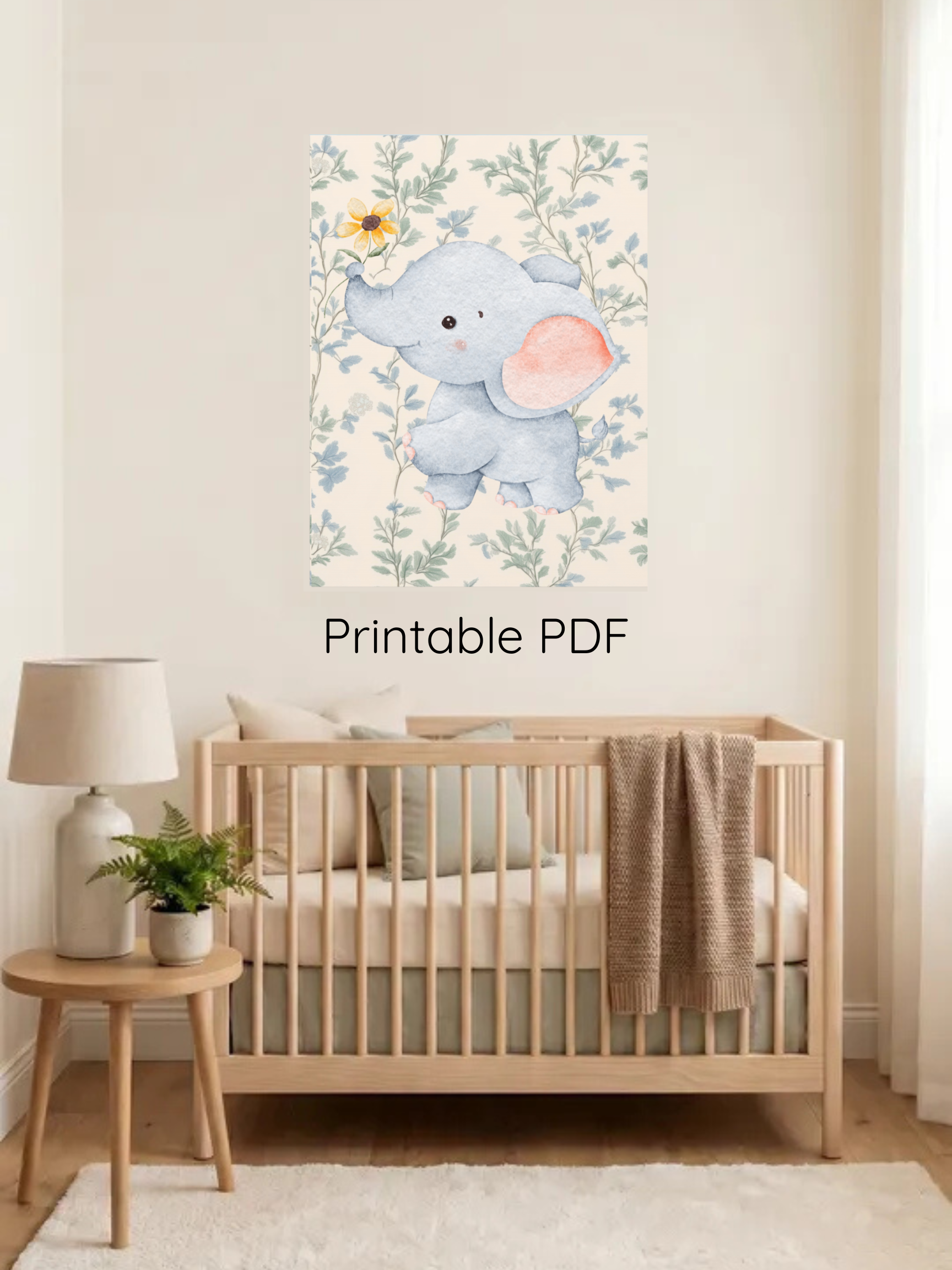 Watercolor Baby Elephant Themed Nursery Art | Safari Nursery Decor