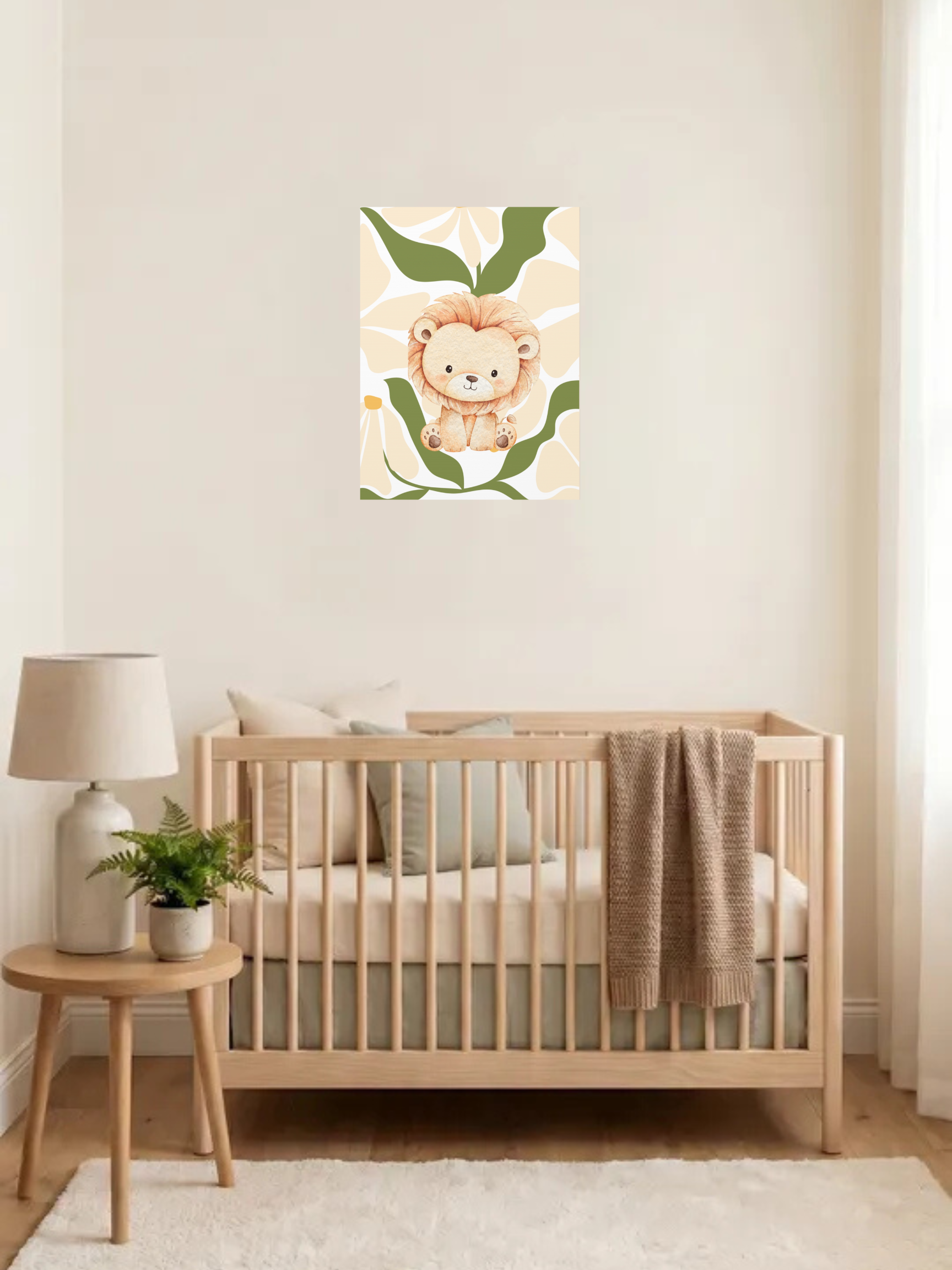Cute Watercolor Lion Nursery Wall Art | Safari Nursery Decor