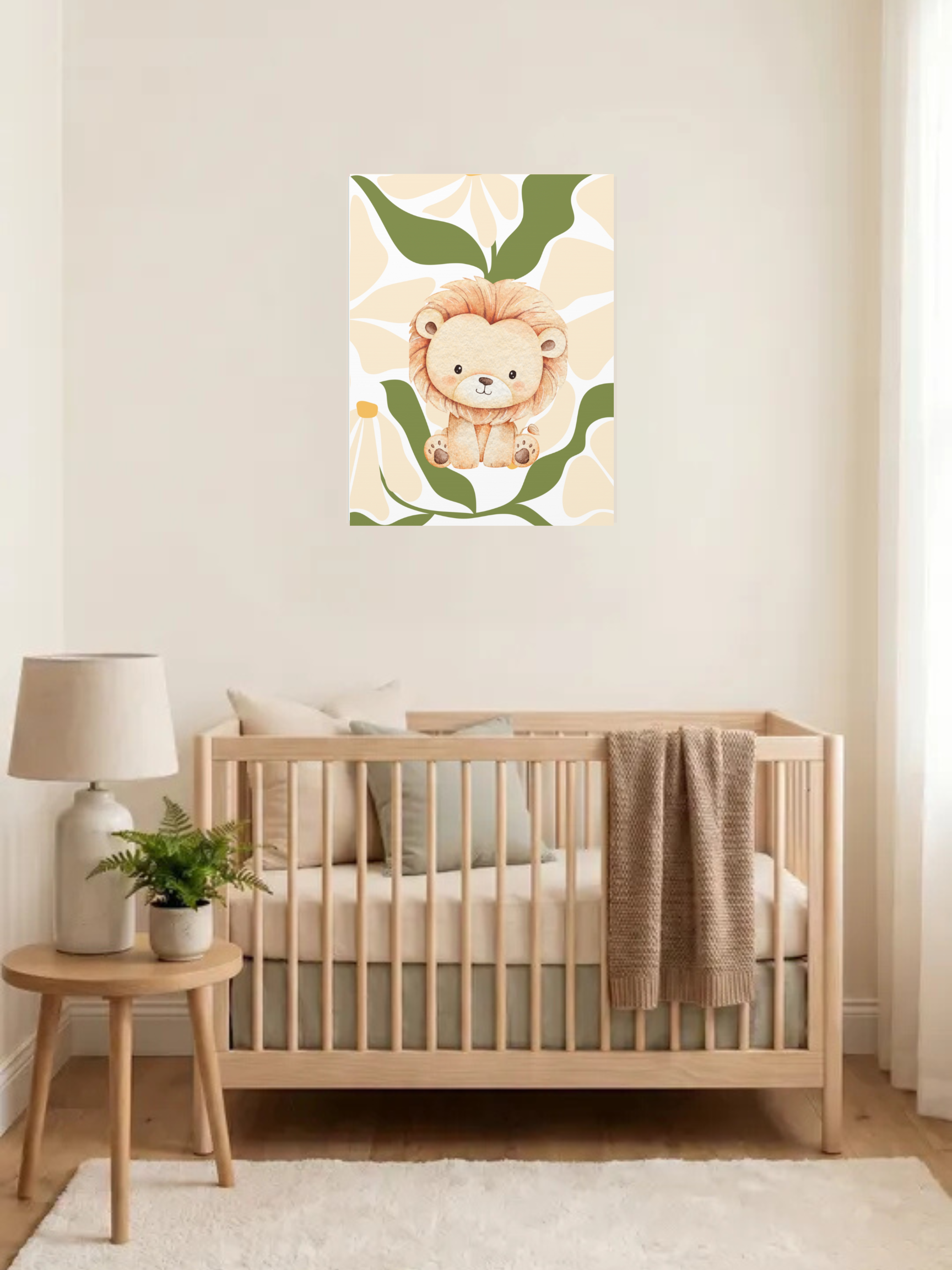 Cute Watercolor Lion Nursery Wall Art | Safari Nursery Decor