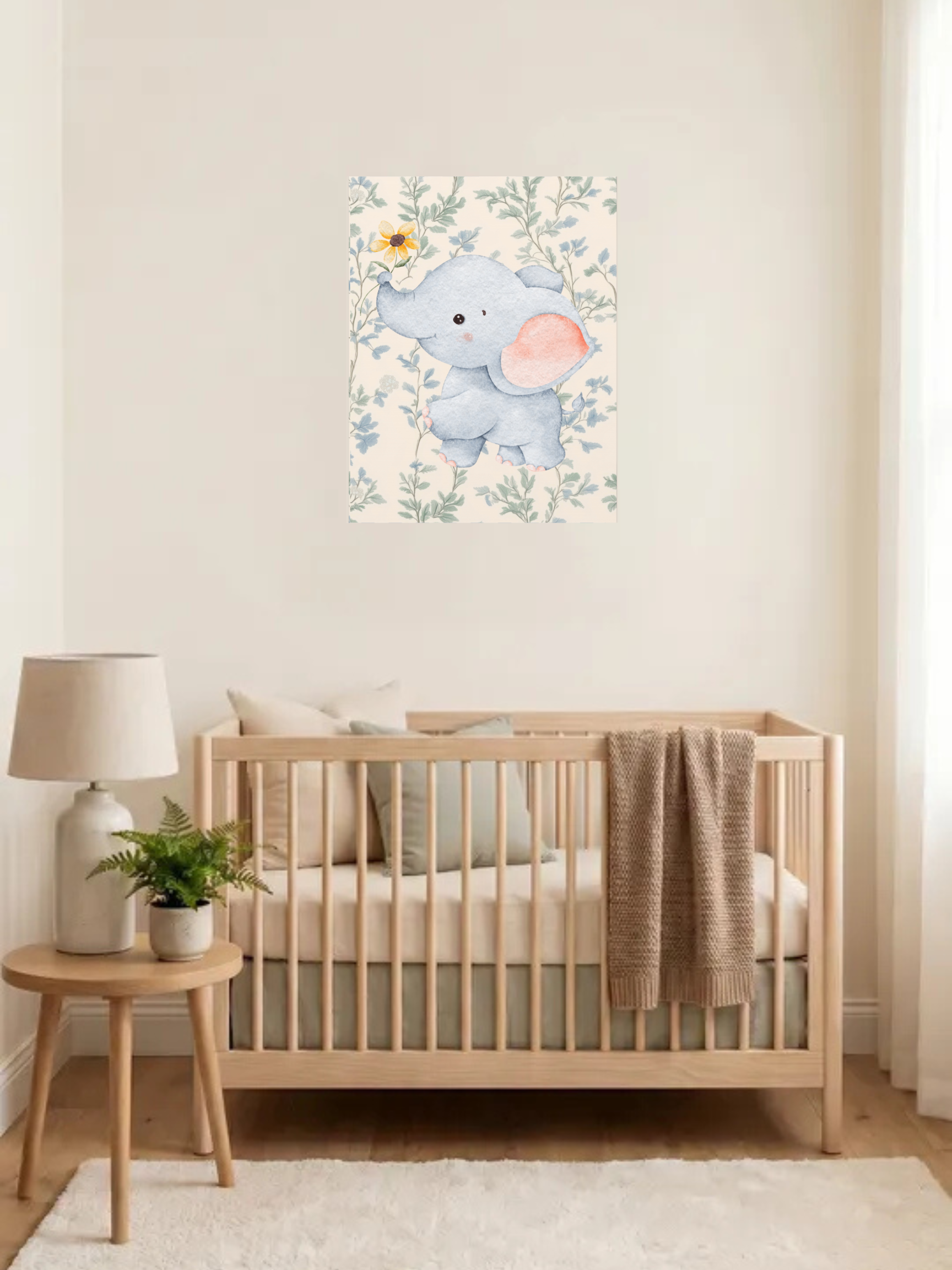 Watercolor Baby Elephant Themed Nursery Art | Safari Nursery Decor
