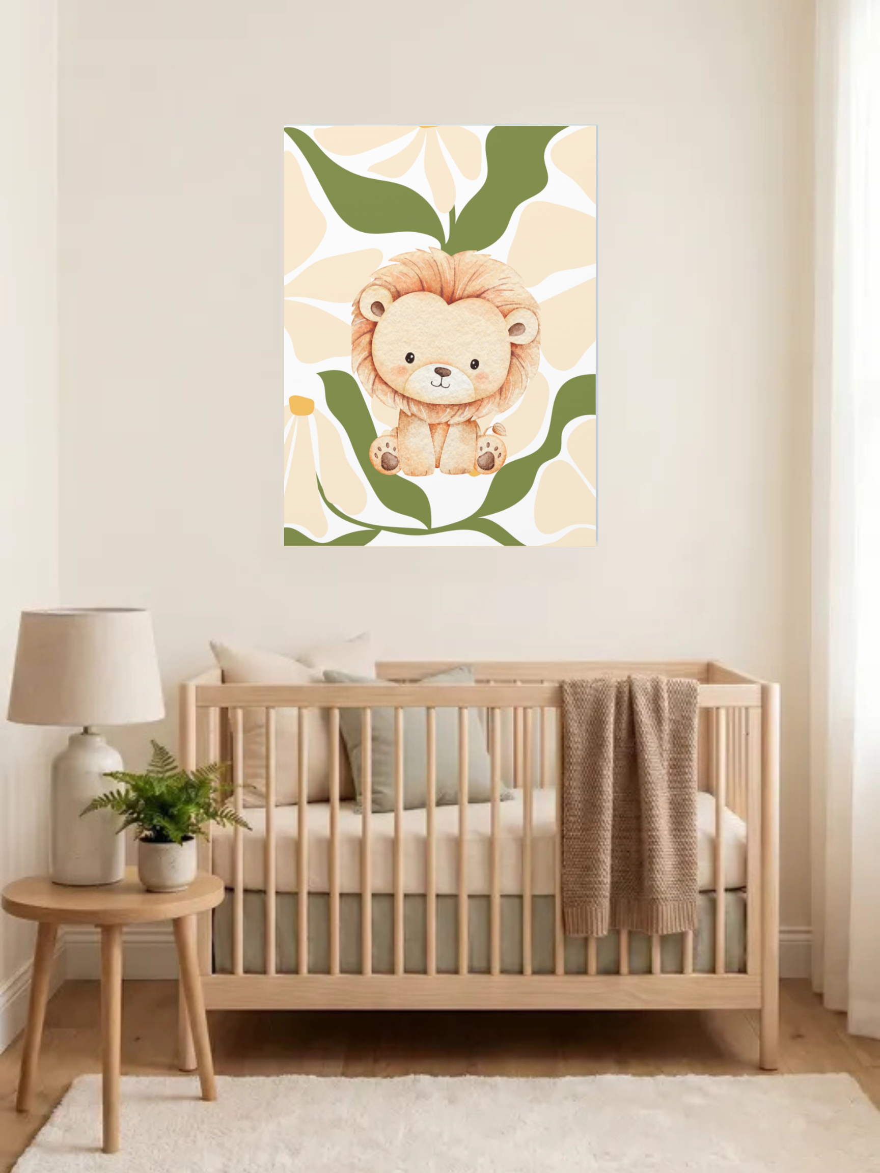 Cute Watercolor Lion Nursery Wall Art | Safari Nursery Decor