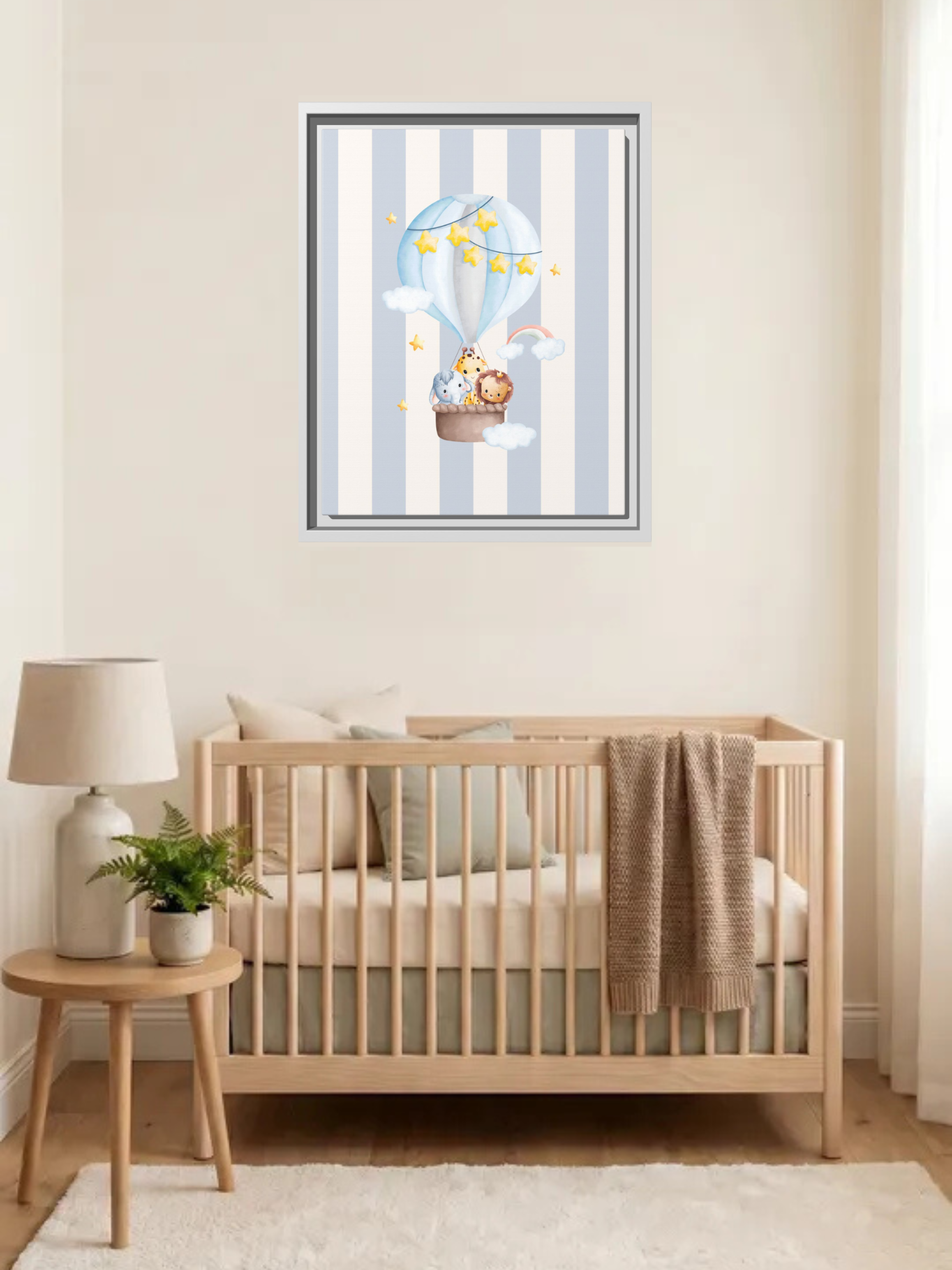 Animal Friends Hot Air Balloon Nursery Art | Baby Room Artwork
