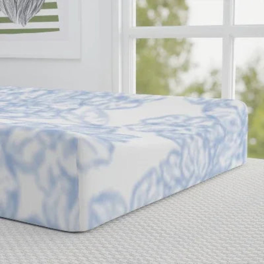 Blue Floral Hydrangea Baby Changing Pad Cover | Baby Shower Gift