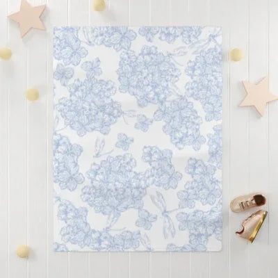 Blue Floral Baby Blanket | Hydrangea Pattern | Baby Shower Gift