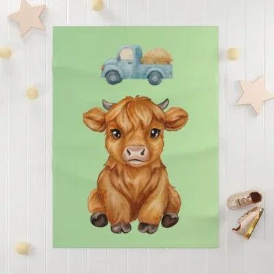 Cute Highland Cow Baby Blanket | Farm Nursery Decorations