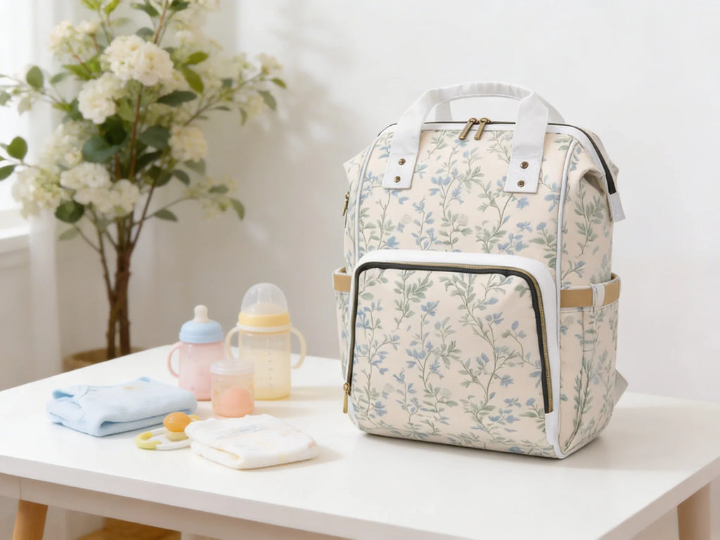 Blue Floral Vine Diaper Bag Backpack | Baby Shower Gift Ideas