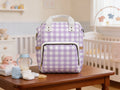 Purple Checkered Diaper Bag Backpack