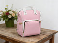 Pink Grid Multifunctional Backpack Diaper Bag