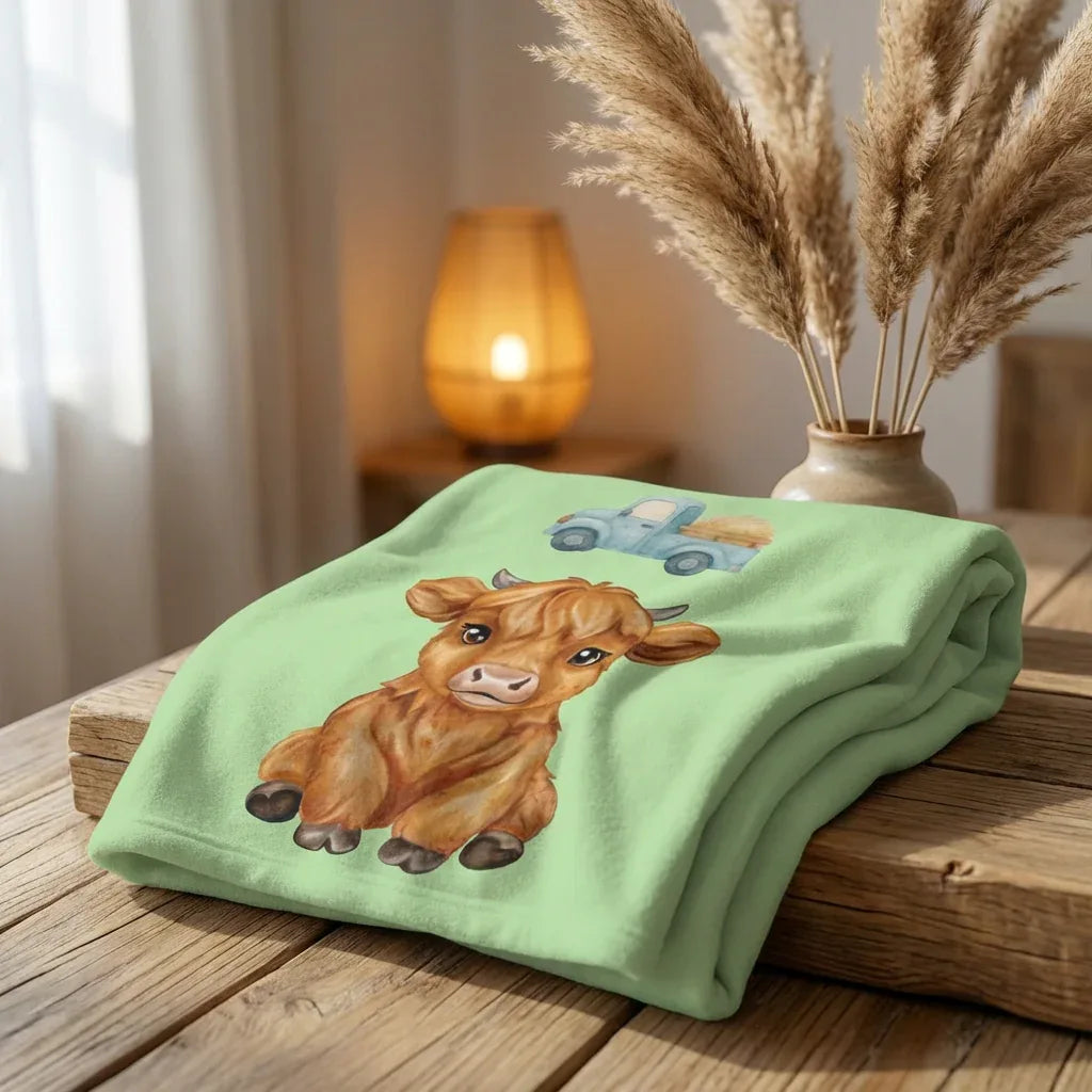 Cute Highland Cow Baby Blanket | Farm Nursery Decorations