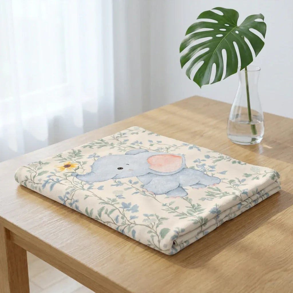 Watercolor Blue Green Vines Baby Blanket | Vintage Baby Blanket