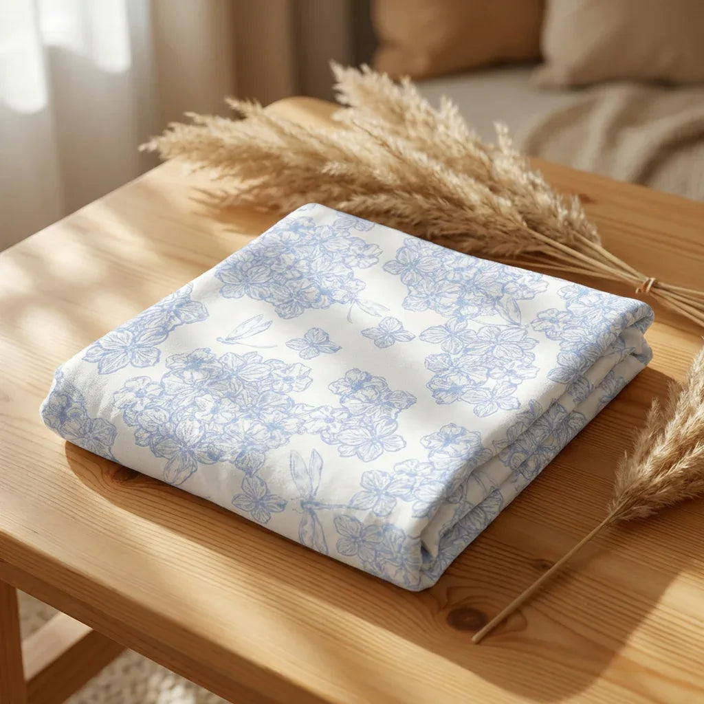 Blue Floral Baby Blanket | Hydrangea Pattern | Baby Shower Gift