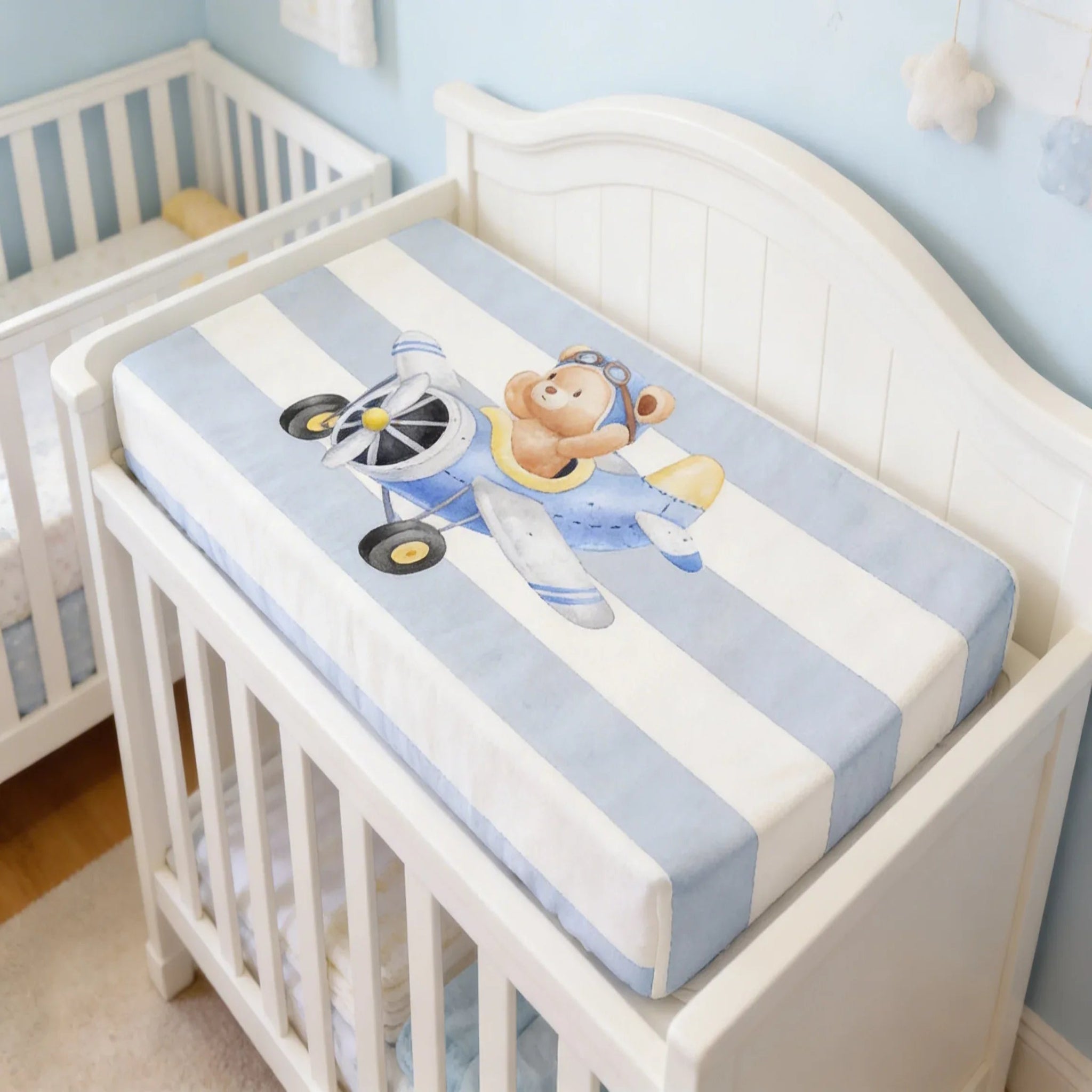 Flying Bear Baby Changing Pad Cover | Baby Boy Linen